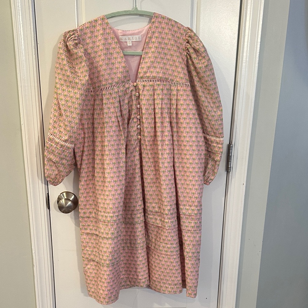Karlie Floral Lattice Print Dress